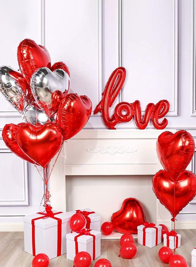 Hemito 19 Pcs Red Theme Valentine Day Decoration|Red Heart Shape Balloon,Love Foil Balloon|Romantic Decoration for Bedroom Couples - Image 1
